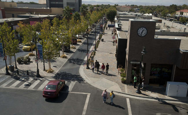 The redesign of Lancaster Boulevard helped transform downtown Lancaster, CA into a thriving residential and commercial district